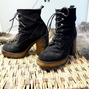 LIQUIDATING Shellys London Suede and Leather Platform Boots